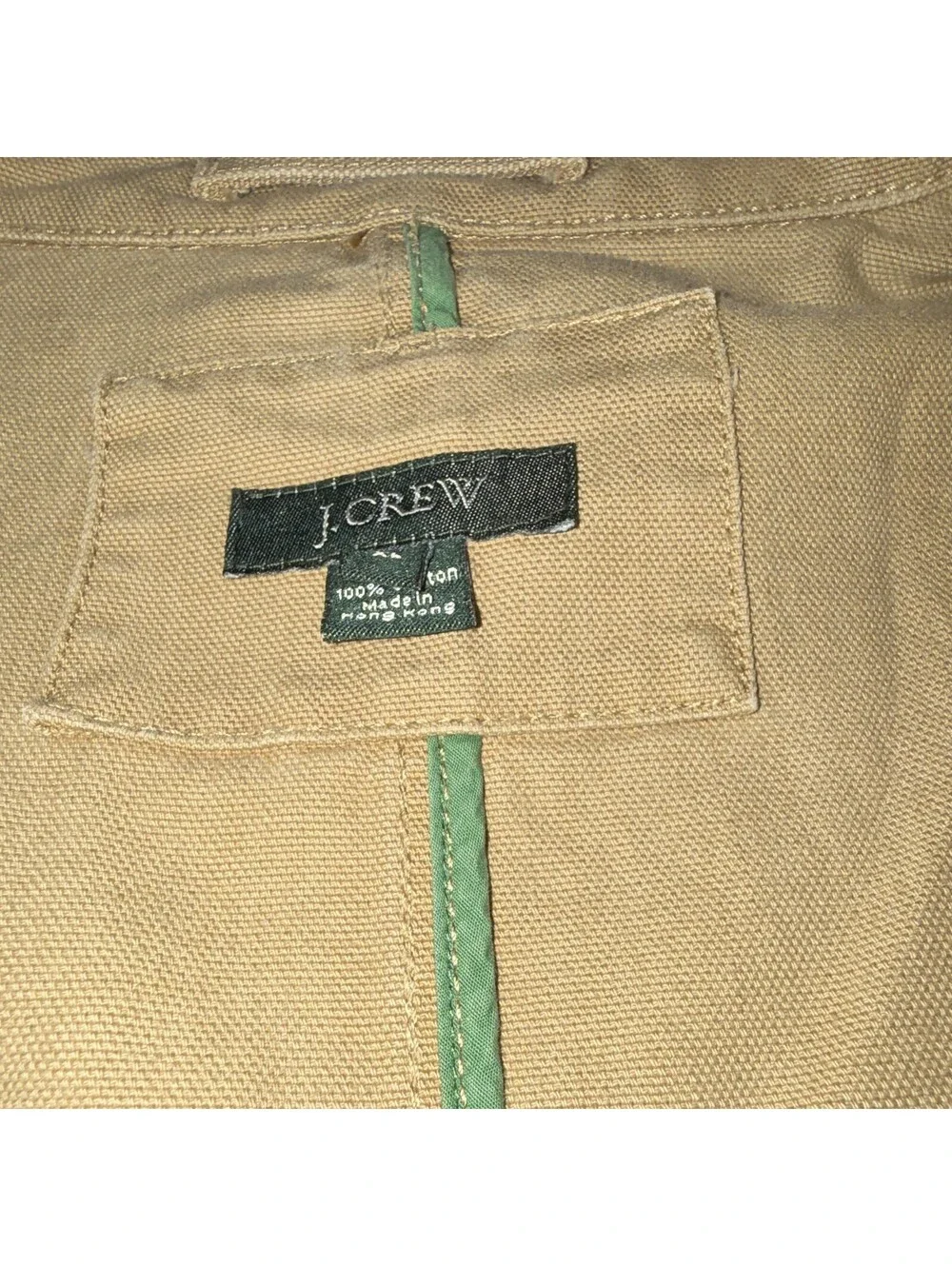 J.CREW Men's Beige Chore Jacket XL Short Cotton Button Front Pockets